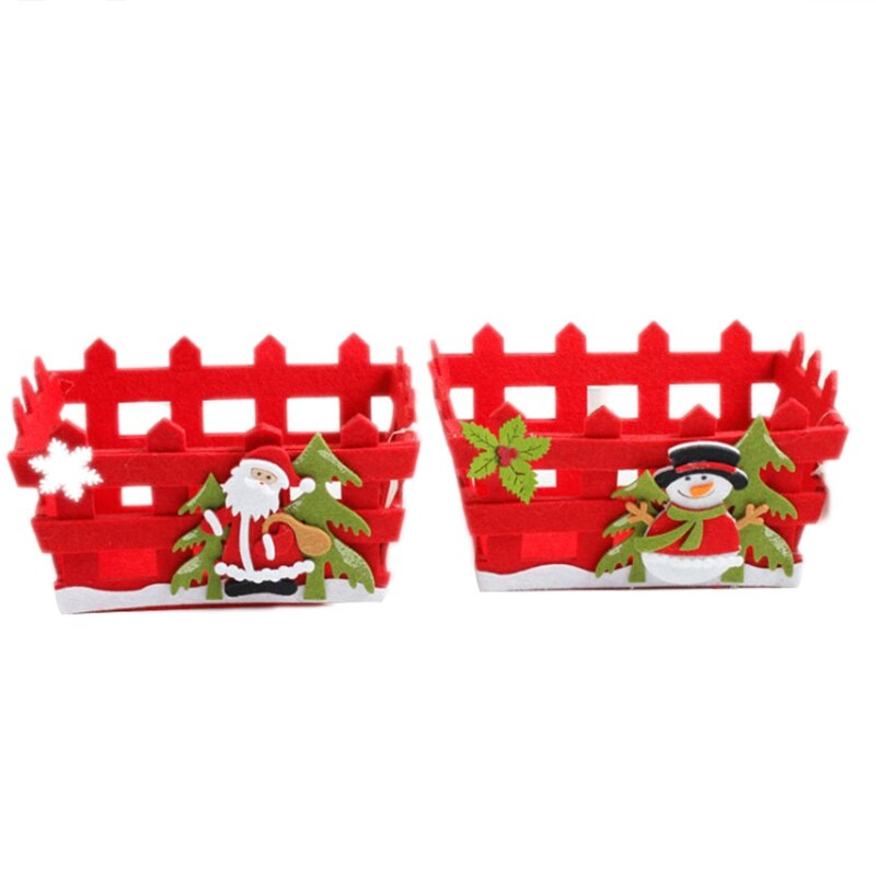 2Pcs Christmas Candy Fruits Storage Basket Container Box Home Decor Christmas Candy Storage Basket: Default Title