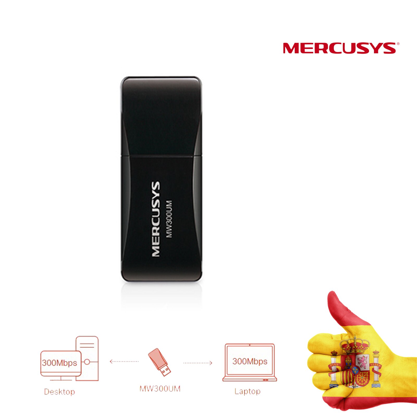 MINI DRAADLOZE USB ADAPTER MERCUSYS MW300UM-300Mbit/s