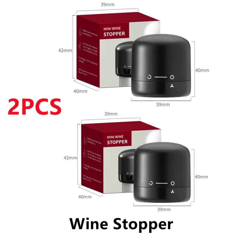 Tapón de silicona sellado para botella de vino tinto, tapón de silicona para conservar la frescura, uds, , 2 tapón para botella de Champagne: Negro