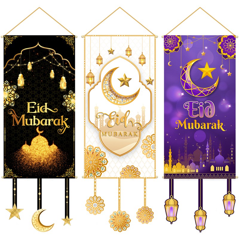 Eid mubarak pendurado bandeira ramadan decoração para casa 2025 ramadan kareem islâmico muçulmano fontes de festa eid al adha presentes