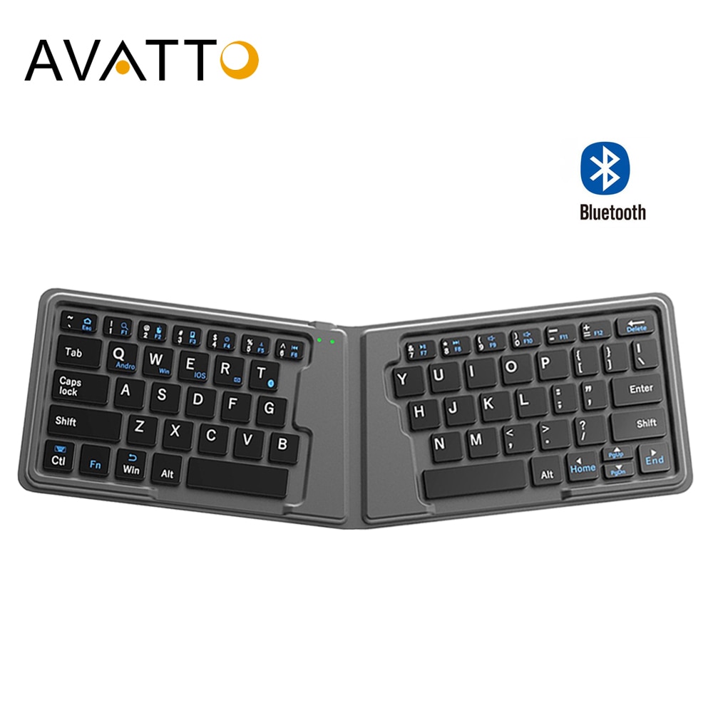 [AVATTO] Weiche Leder Oberfläche Tragbare Bluetooth Wireless Faltbare Tastatur für Android IOS Telefon Tablet Windows Mac Laptop PC