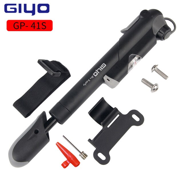 Fietspomp MTB Road Fiets Pomp Met Gauge Mini Fietsen Pomp Presta Schrader Band Fiets Air Inflator: Black-GP41S