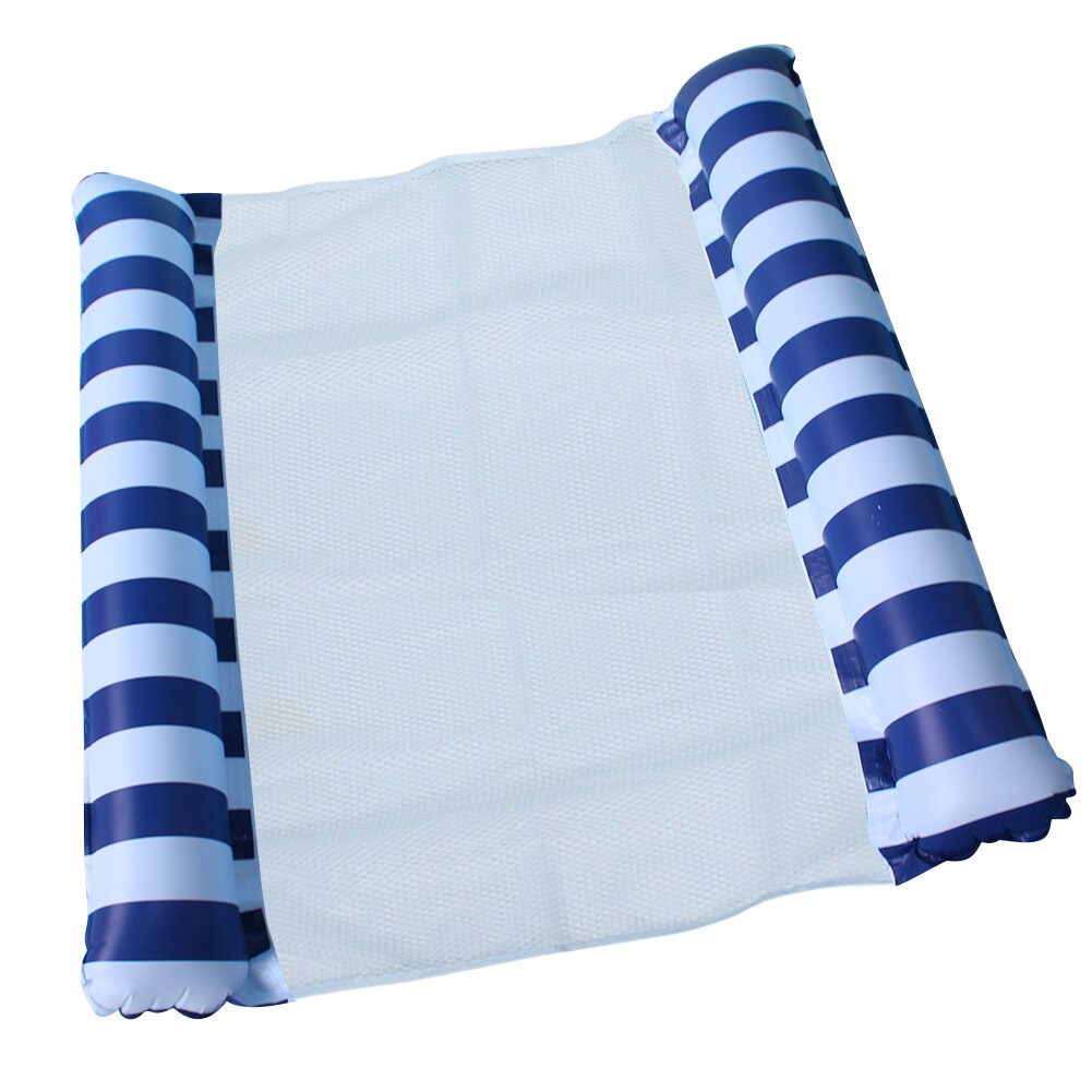 Pvc Water Hangmat Fauteuil Streep Mesh Opblaasbare Drijvende Bed Luchtbed: Double dark blue
