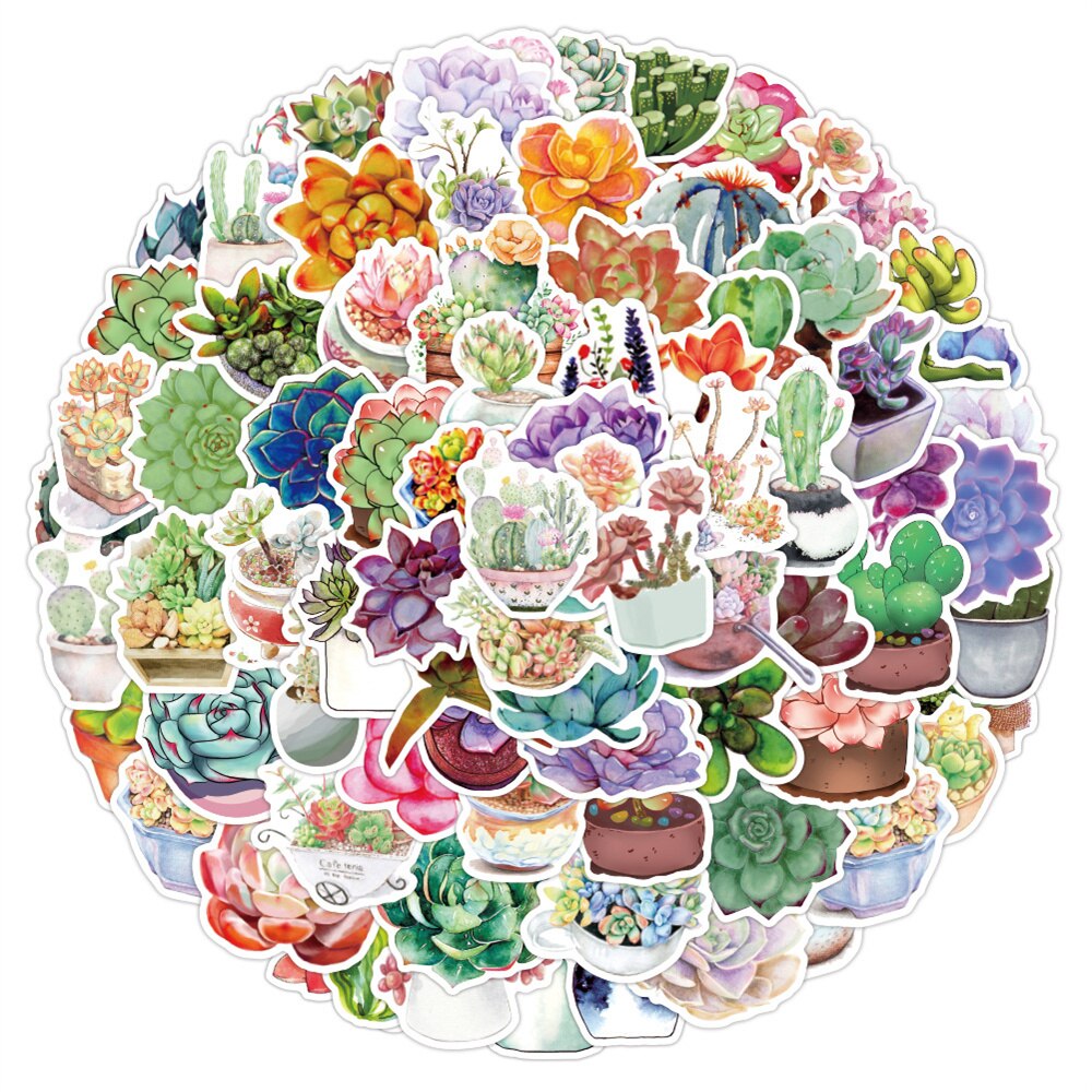 10/30/50pcs Fleshy Plant Graffiti Sticker Notebook Skateboard Water Cup Suitcase Refrigerator Waterproof Sticker CustomWholesale