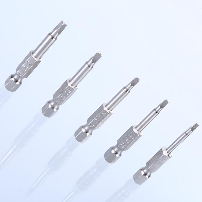 5pcs S2 Alloy Steel Triangular Screw Bits Magnetic Screwdriver Bit Anti Slip Triangle Screw Head 1.8/2/2.3/2.7/3 mm