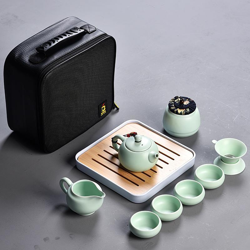 Set of ceramic travel kungfu tea set Simple tea brewing set for outdoor tourism: 4