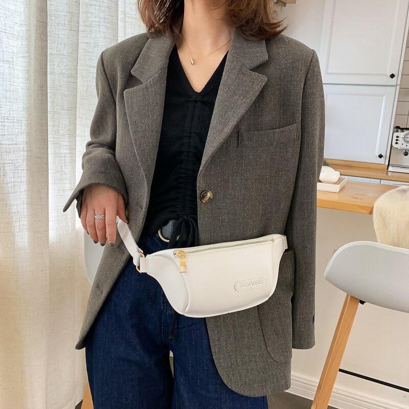 Holografisk dame midjeveske damebelte banan lommebok veske fanny pack liten veske laget av lær brystvesker pochete