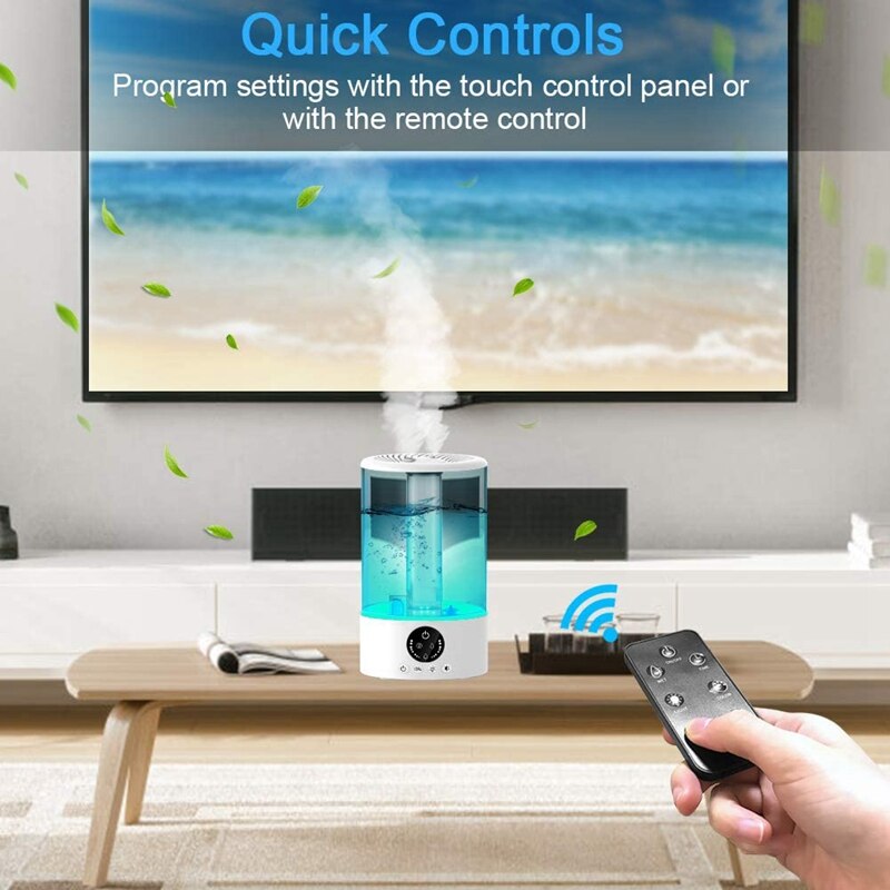 Humidifier, 3.2L Top Fill Ultrasonic Humidifiers for Bedroom with Night Light and Remote Control Quiet