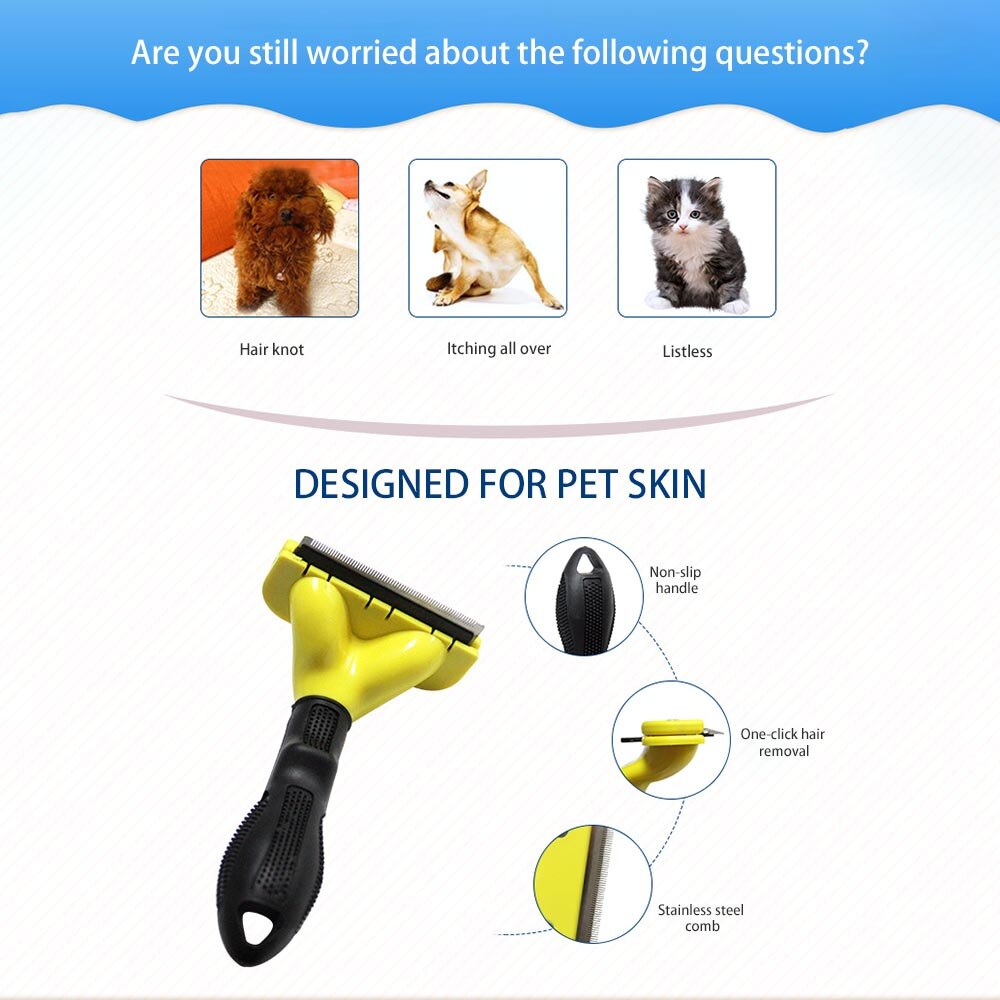 Hond Ontharing Kammen Rvs Voor Bont Hond Kam Borstel Katten Grooming Combs Tool Soft Handvat Huisdier trimmer Product