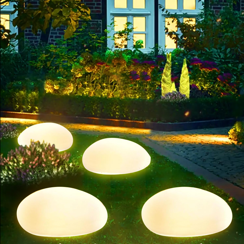 Solarna lampa kamienna zewnętrzna IP65, lampa gruntowa z matowym szkłem, lampion ogrodowy, oświetlenie dekoracyjne robić krajobrazu, trawnik, podwórko, patio, ścieżka.