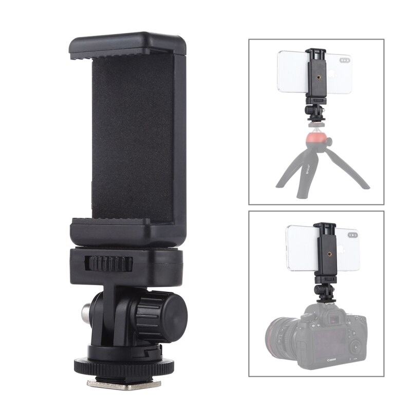 PULUZ 1/4 inch Schroefdraad Koude Schoen Statief Mount Adapter: With Phone Clamp