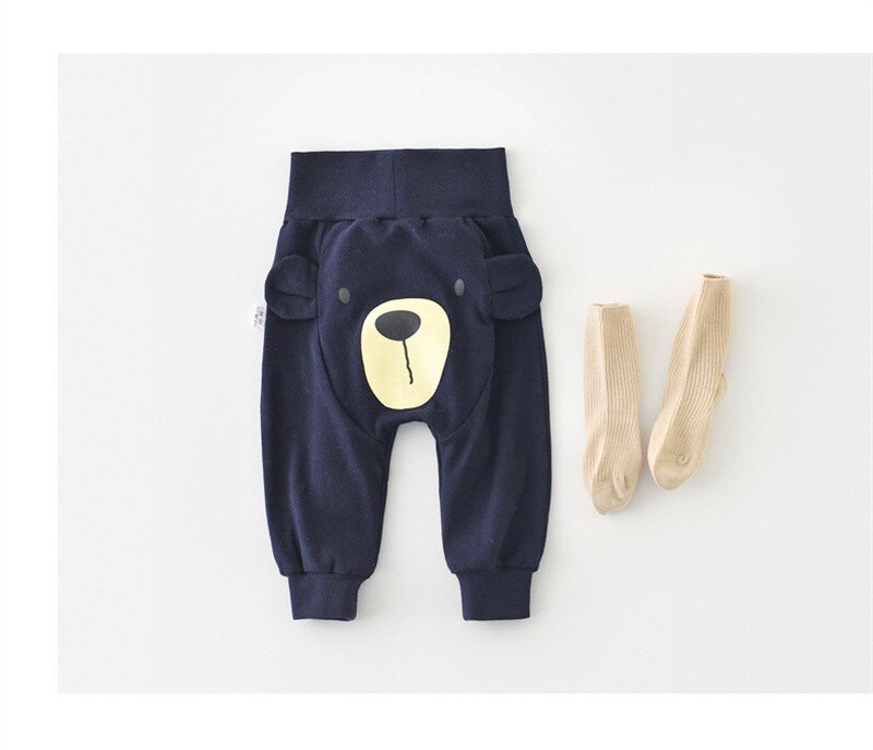 2022 Pasgeboren Broek Baby Jongens Casual Elastische Hoge Taille Broek Peuter Meisjes Leuke Cartoon Bear Patroon Mode Harembroek