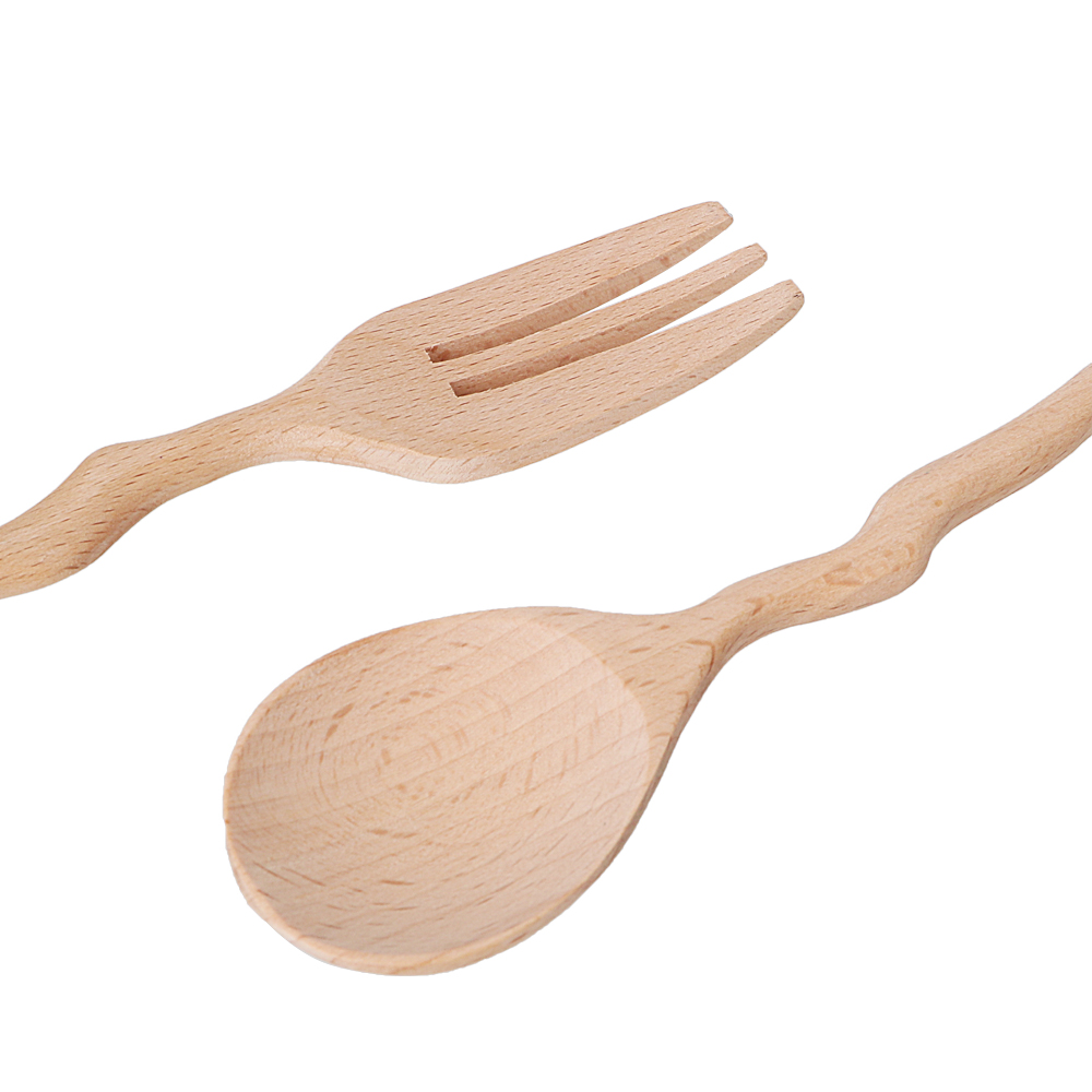 Niceyard Houten Lepel Vork Servies Creatieve Milieuvriendelijke Soep Catering Dining Lepel Vork Keuken Kookgerei Lange Handvat