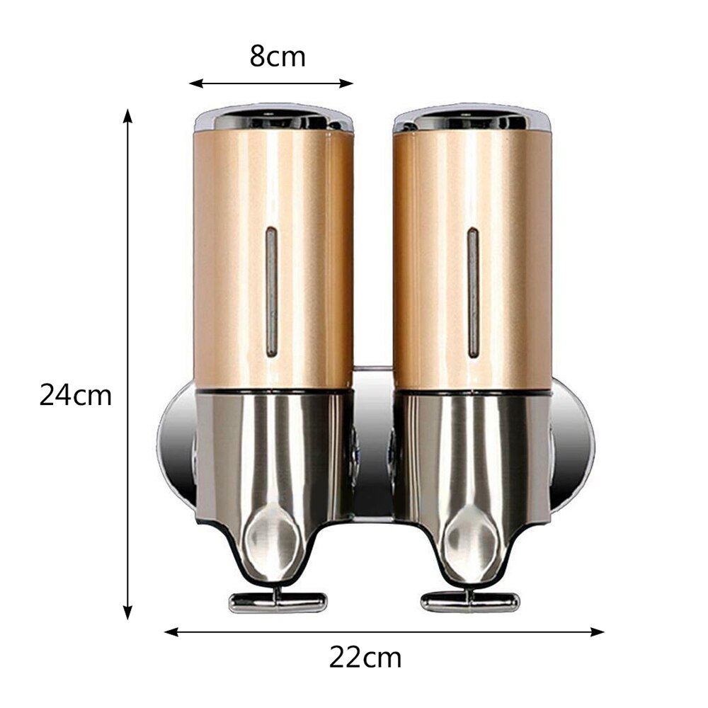 500ml Double Liquid Soap Dispenser Wall Mount Bathroom Shower Shampoo Dispensers Shower Accessories for Hotel