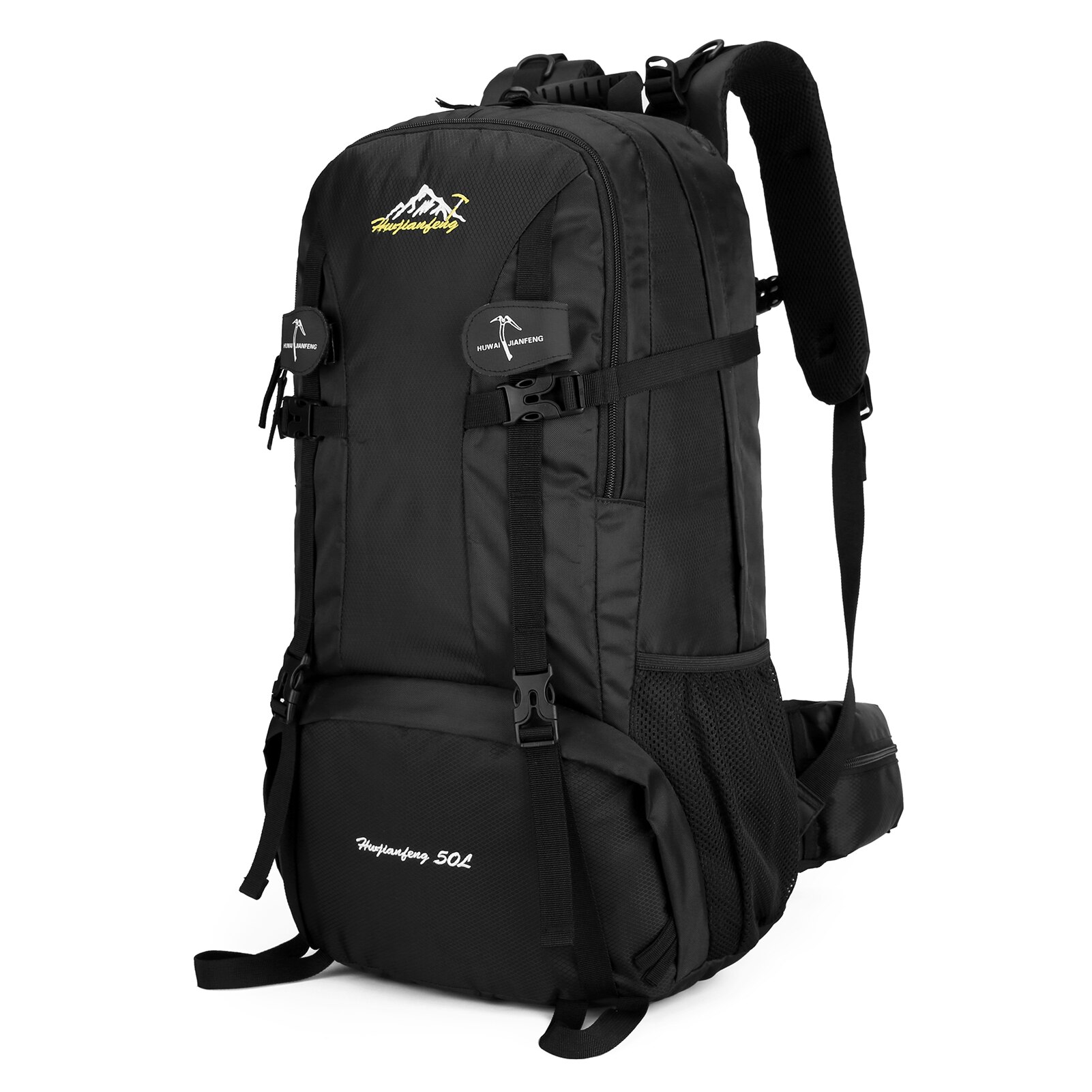 50L Trekking Backpack Hiking Backpack for Mountaineering Travelling Camping: Black