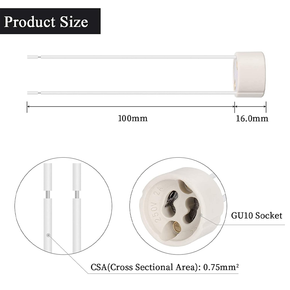 E-Simpo GU10 To GU10 Extender – Porcelain Ceramic Socket Adapter Converter For LED Spotlights (6-Pack)
