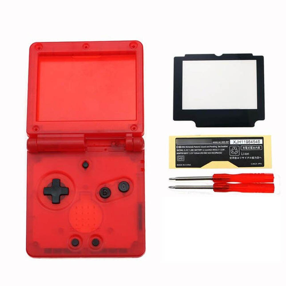 11colors 1set Clear For Nintend GBA SP Replacement Housing Shell Cover For GameBoy Advance SP with lens screwdrivers: H with plastic lens