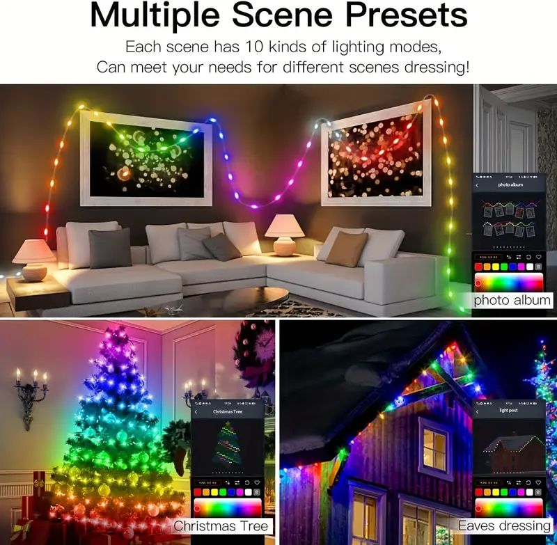 20M WS2812B Fairy Light Bluetooth LED String RGB Dream Color Addressable Party Christmas Lights Wedding Decoration Garland 5VDC