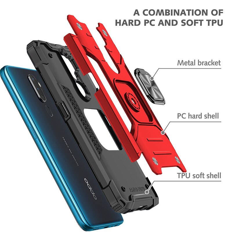 For OPPO A5 Case Hard PC With Stand Ring Armor Shockproof protective back cover case for OPPO A9 A5 full cover shell