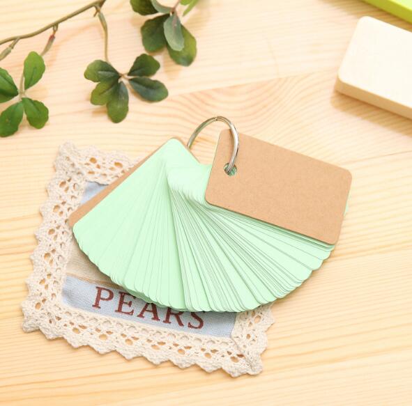 Candy Color 1PC 90 Sheets Pocket Loose Leaf Blank Vocabulary Notebook Mini Memo Note Card Office School Stationery: Green paper