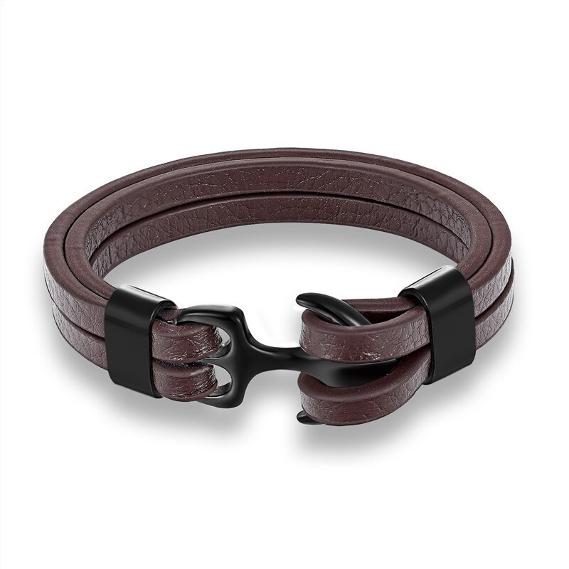Creatieve Mode Persoonlijkheid Anker Rvs Lederen Armband In Meerdere Kleuren: 02