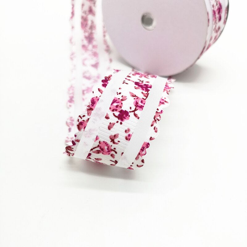 Cinta de Organza con encaje para envolver el pelo, lazo para boda, , , bricolaje, Navidad, 5 yardas, 38mm