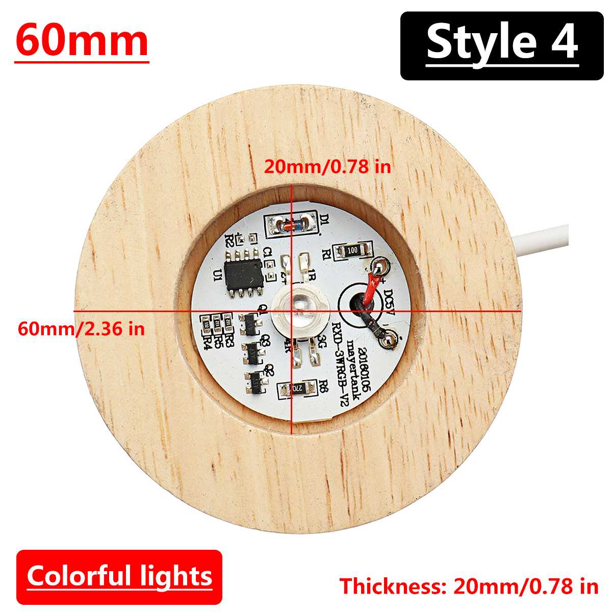 5 Stijlen 3D Led Lamp Base Creatieve Nachtverlichting Tafellamp Houten Lamp Base Gradiënt Kleurrijke Verlichting Voor Thuis Decoratieve licht: Style 4 60mm