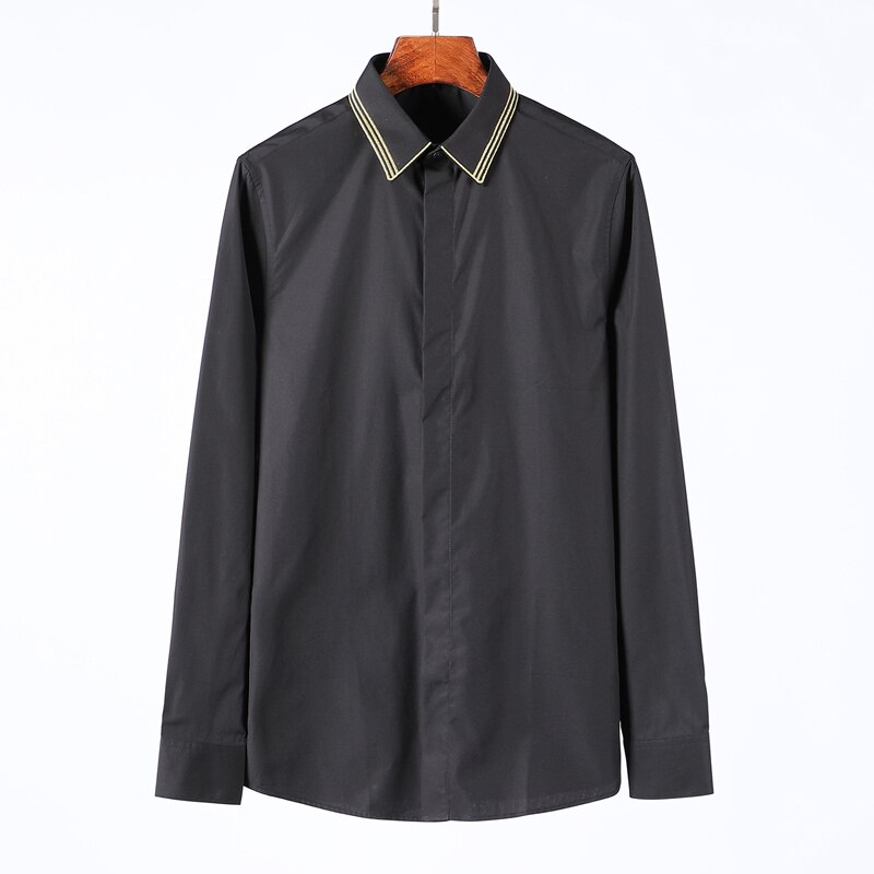 Merke skjorte herre langermet slim casual chemise homme ren bomull business mannlige dress skjorter pluss størrelse camisas