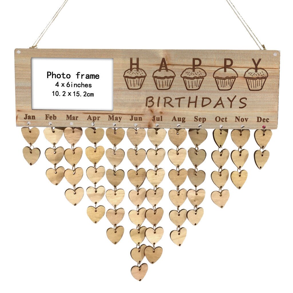 Wood Birthday Reminder Board Birch Ply Plaque Sign DIY Calendar Accessories Hook Special Dates Planner Board Hanging Decor