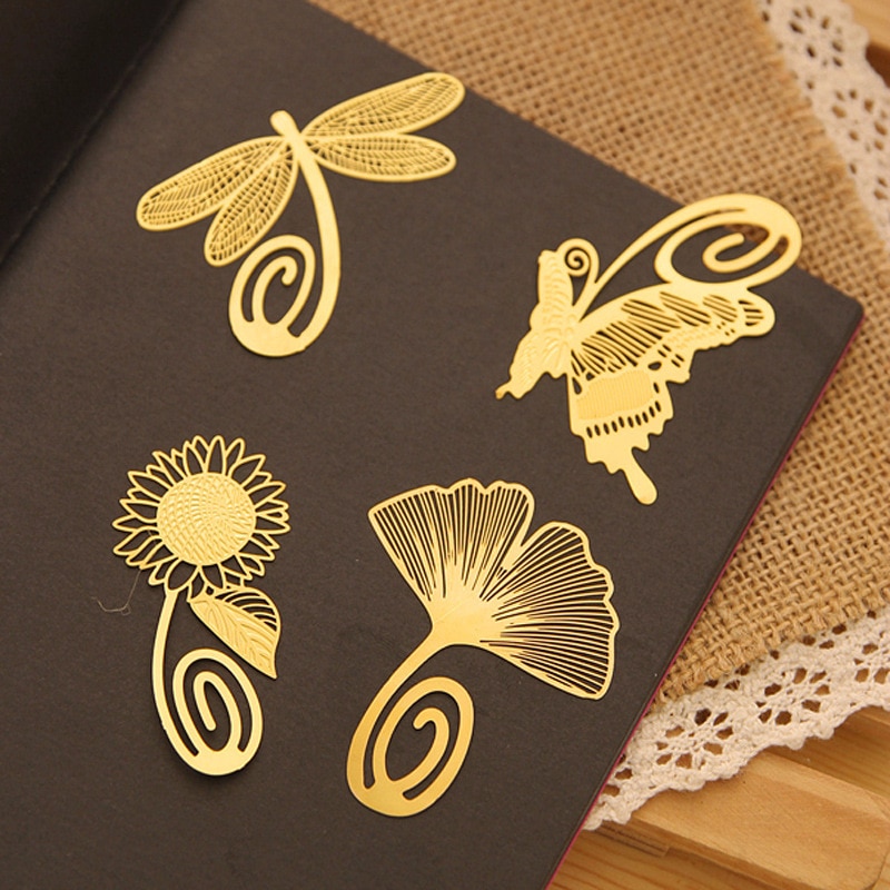 Marcapáginas de latón con forma de mariposa, marcador con forma de libélula, Marcadores de libro, promocional, 1 Uds.