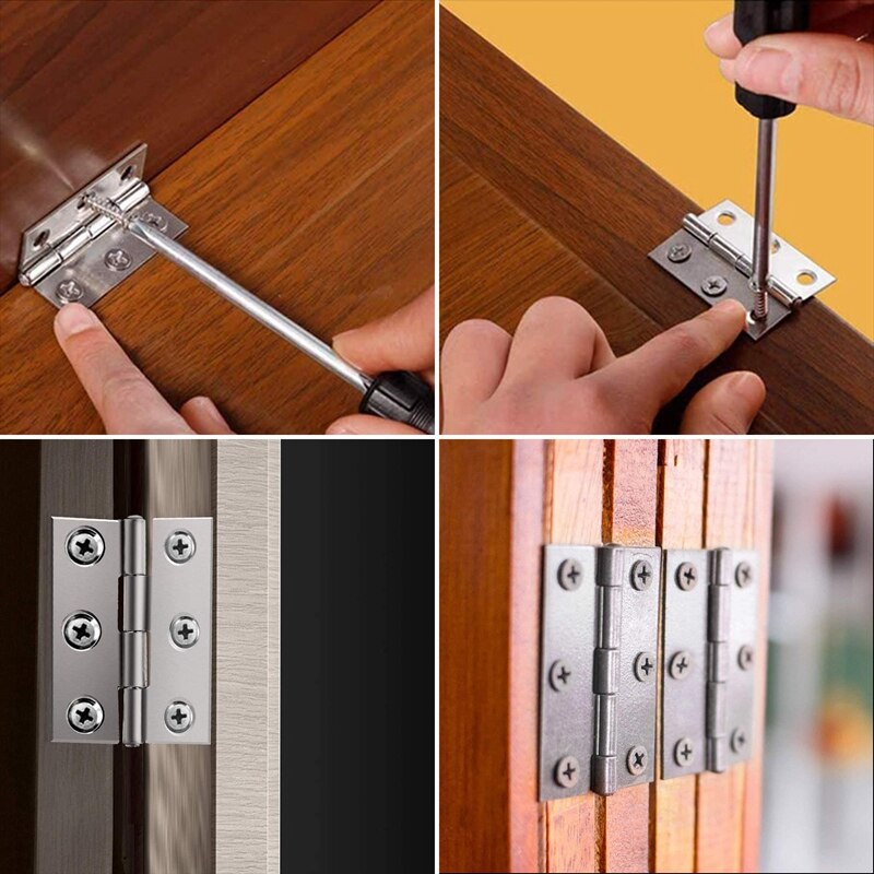 24 Stck 66mm Holz Tür Scharniere Edelstahl Scharniere für Interne &Ampere; Externe Türen Küche Kabinett Schrank mit Schrauben