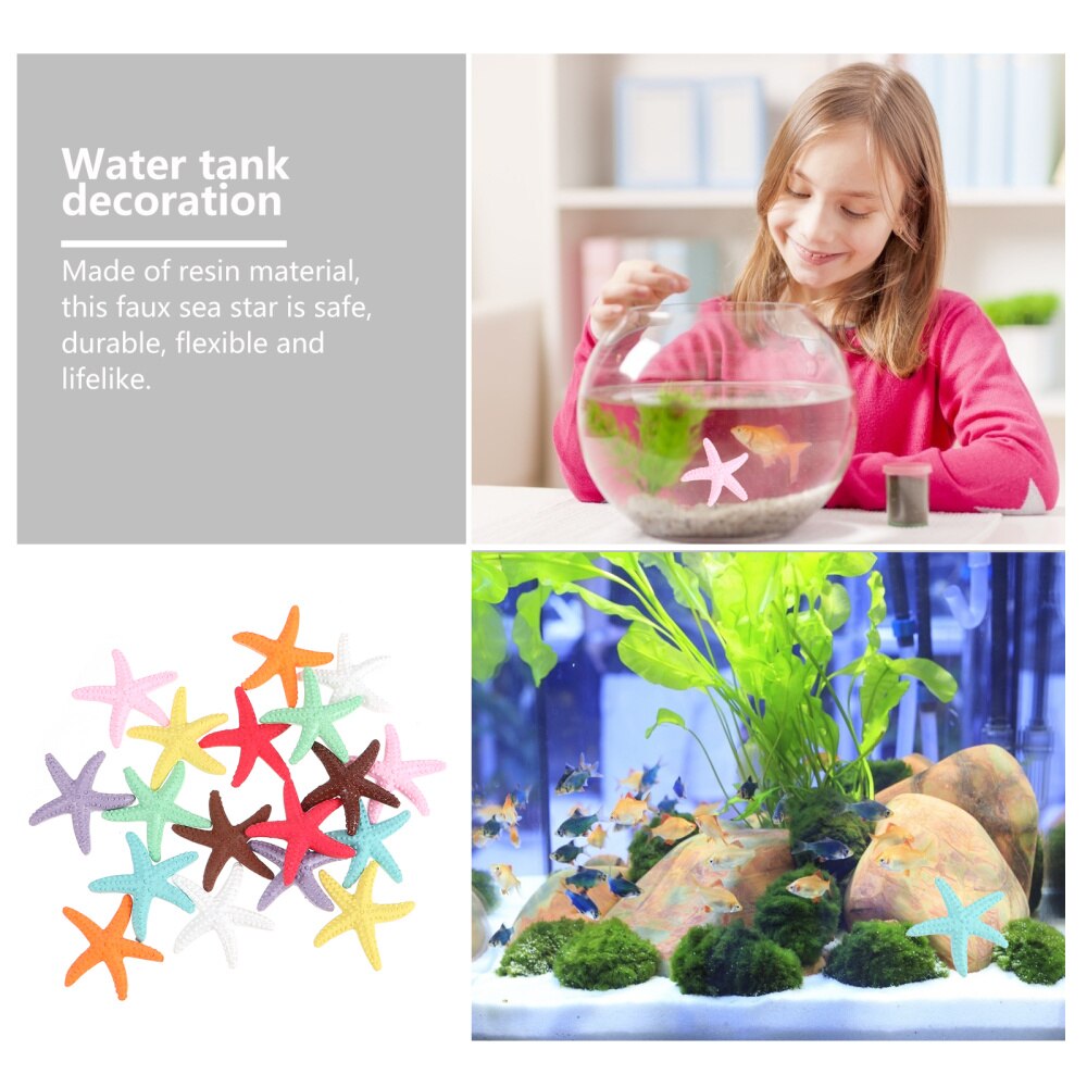 18pcs Fish Tank Layout Artificial Sea Star Ornament Resin Craft Aquarium Decor