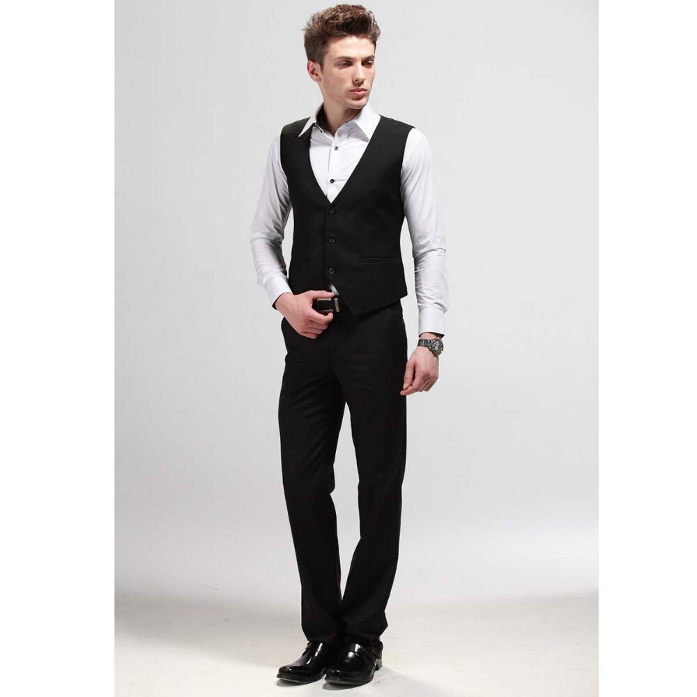 Men's Solid Vest Formal Dress Business Casual Slim Suit Vest Wedding Vest British Style Waistcoat Man Clothing