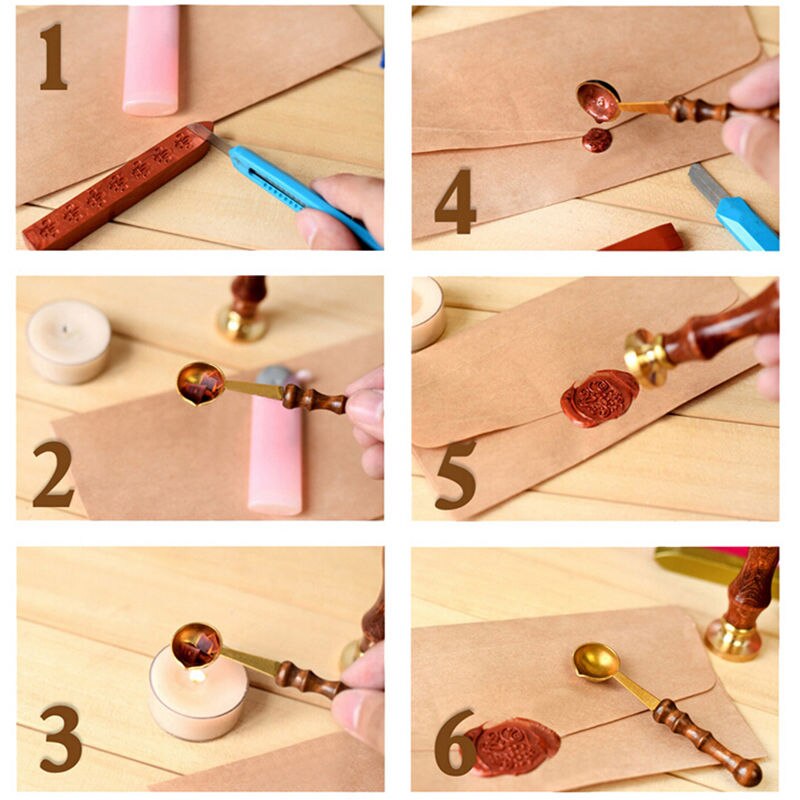 Anti voks skje voks stempel forsegling voks skje vintage tre håndtak forsegling voks skje 1 stk