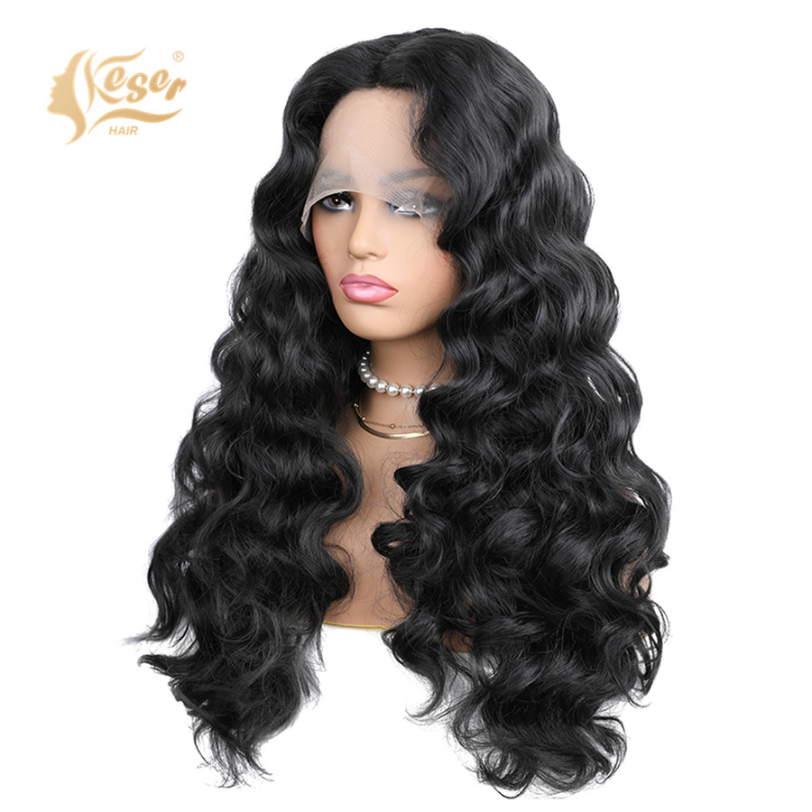 Keser Losse Golf Synthetische Lace Front Pruik Voor Zwarte Vrouwen Hittebestendige Haar Kant Frontale Pruiken Met Baby Haar Perruque cheveux