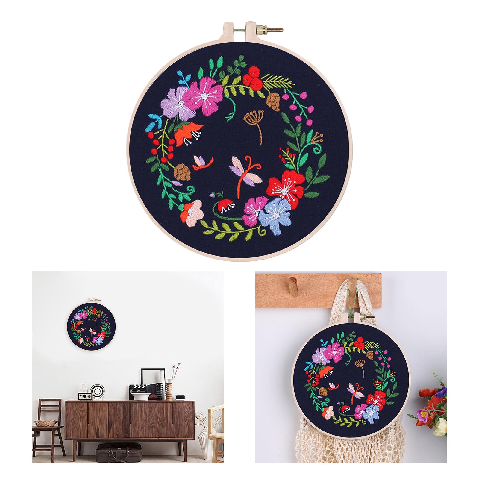 Embroidery Kit Flowers Needlepoint Crafts Cross Stitch Material Making Hoop: Style 4