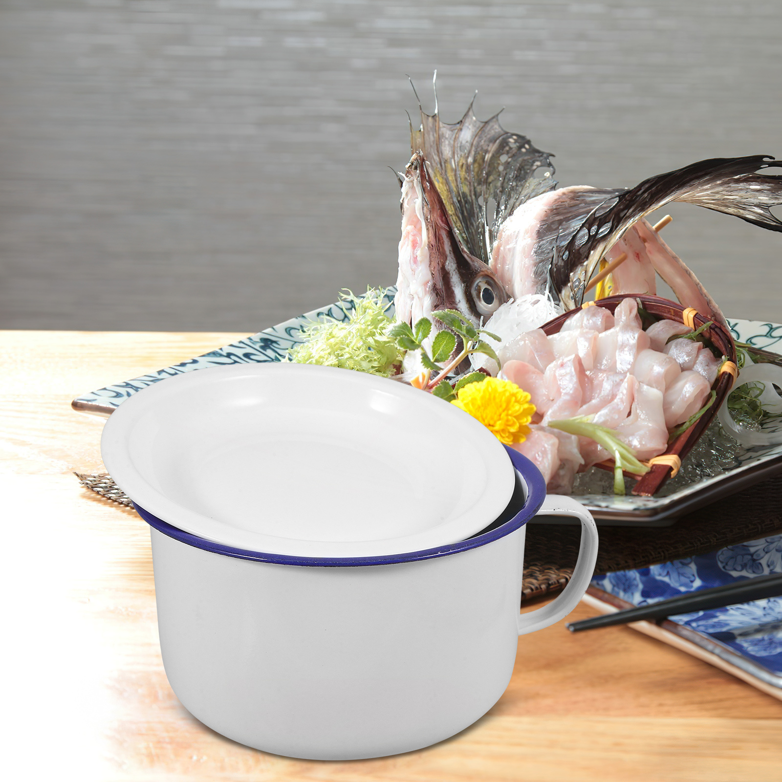 1pc emaljerede nudelskåle fortykket retro kinesisk stil suppe-risskål til køkken, servering af mad, blanding af vintage, isoleret hjem