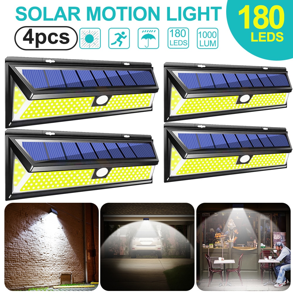 180 LED Solar Power Motion Sensor Light COB 3 Modes Outdoor Garden Yard Waterproof Energy Saving Pathway Solar Wall Lamp