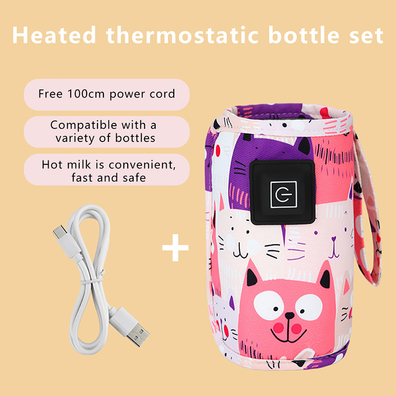 USB melkwaterverwarmer, reiswandelwagen geïsoleerde tas, zuigflesverwarmer, draagbare flesvoedingswarmer, Kerstmis, Halloween