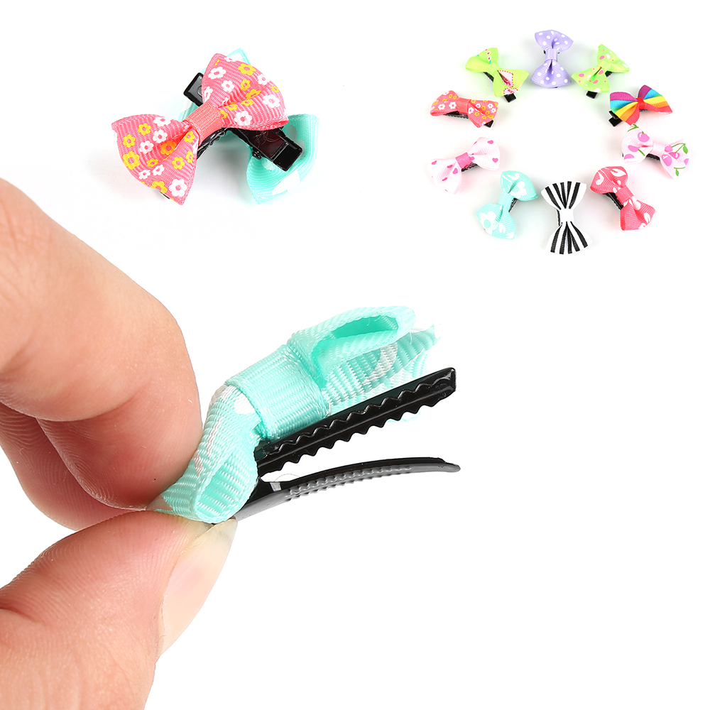 10 Stks/partij Strik Baby Meisje Kids Mini Haar Clip Pin Haar Lint Strikken Haarspeld Accessoires Voor Meisjes Haar Clips Haarspeld boog Fzh