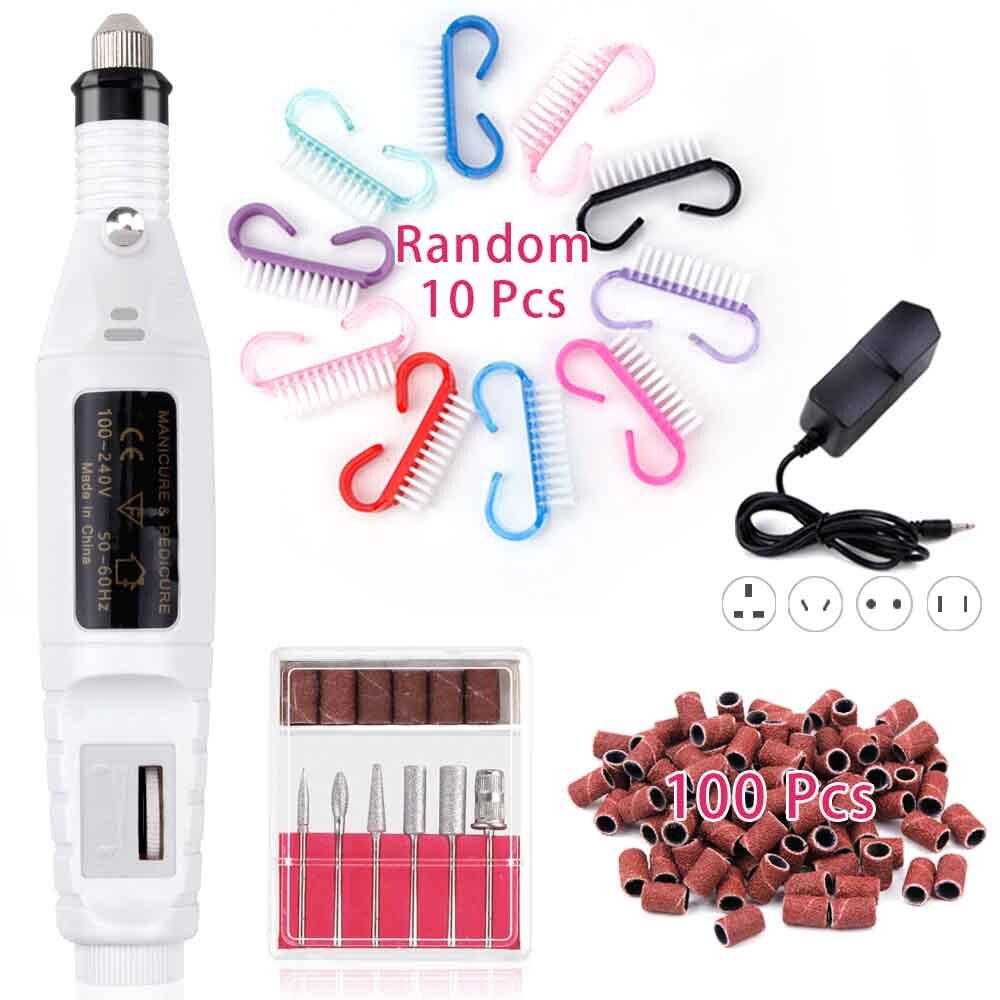 Gellak pedicure gereedschap elektrische nagelboor pen schuurvijl manicure machine set 10pc nagelkunst reinigingsborstel zacht stof verwijderen