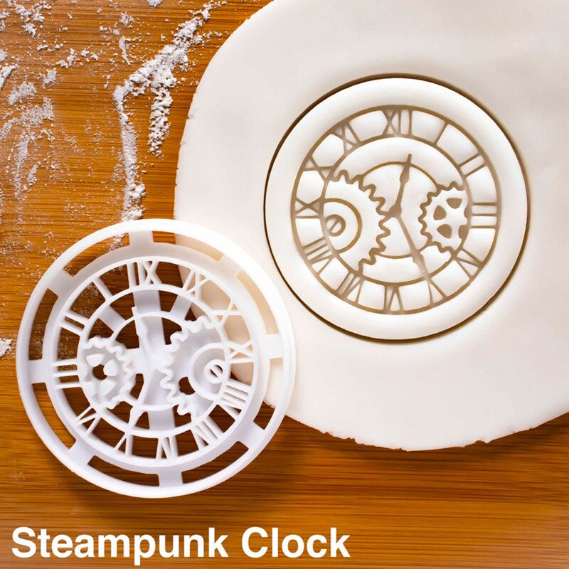 3Pcs Steampunk Gear Biscuit Mold Cookie Cutter Set Plastic Press DIY Cookie Stamp Pastry Tools Fondant Cutter Baking Accessories