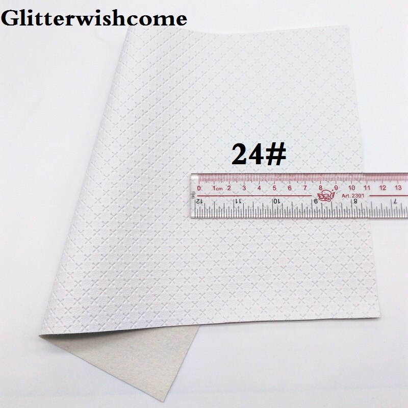 Glitterwishcome 21X29CM A4 Size Vinyl For Bows Embossed Cross Leather fabric Vinyl for Bows, GM5001A