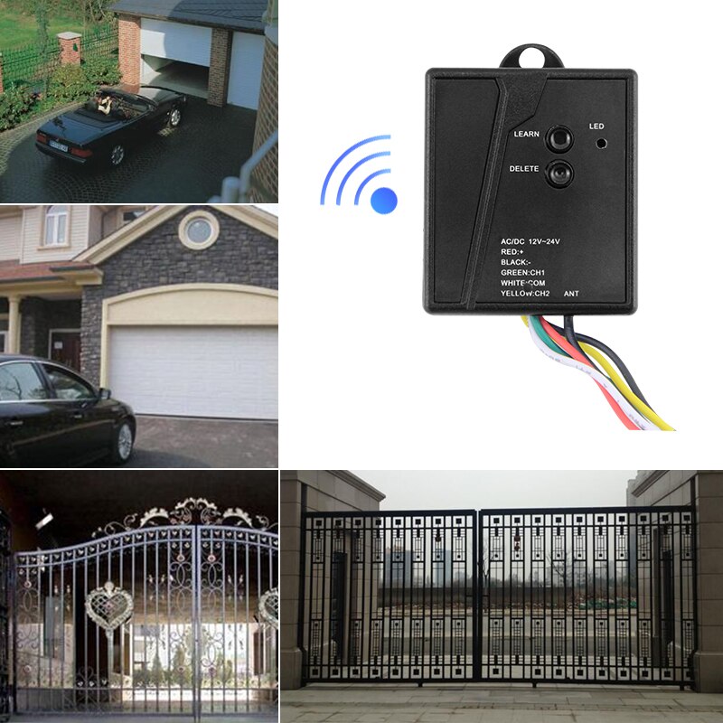 2 channel RC wireless transmitter and universal receiver can be used with RF camera or remote control to open and close the door