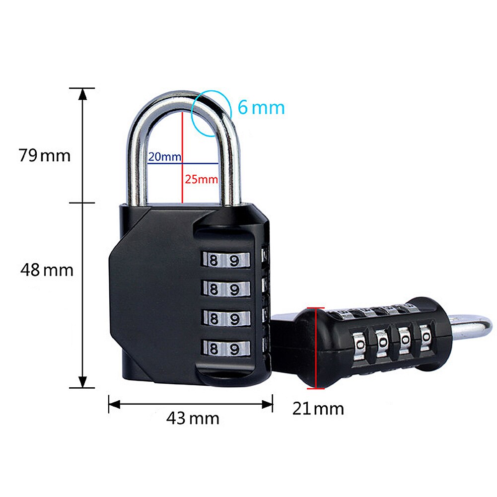 Metal Anti Rust Weather Proof Padlock Lock 4 Digit Combination