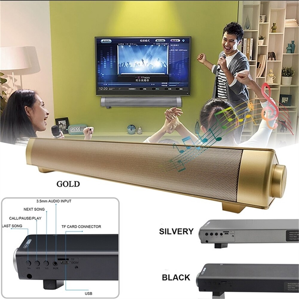 LP-08 Bluetooth Sound Bar Subwoof Column Home KTV Speakers Enhanced Remote Control TV BT Soundbar Speakers Card Plug Altavoz