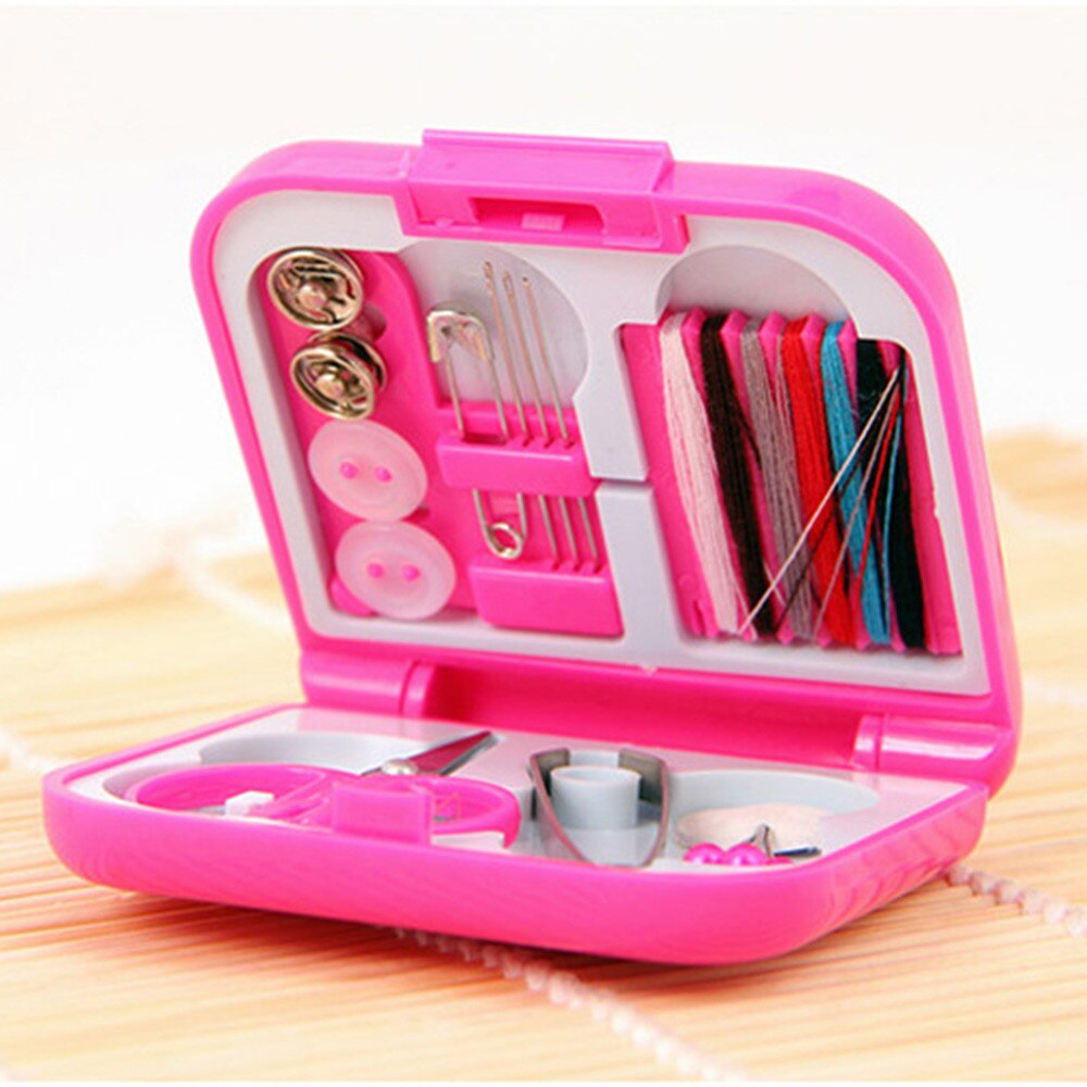 Mini Sewing Box Portable Sewing Thread Box Travel Needle Threads Scissor Thimble Home Sewing Kit Tools