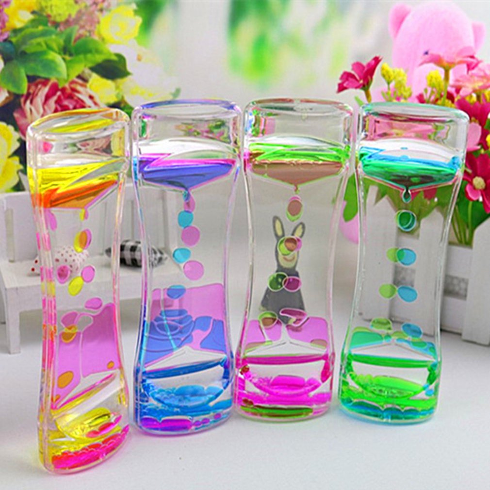 Drip Oil Acrylic Hourglass Desktop Colored Decoration Liquid Motion Bubble Hourglass Liquid Floating Oil Hourglass Toys