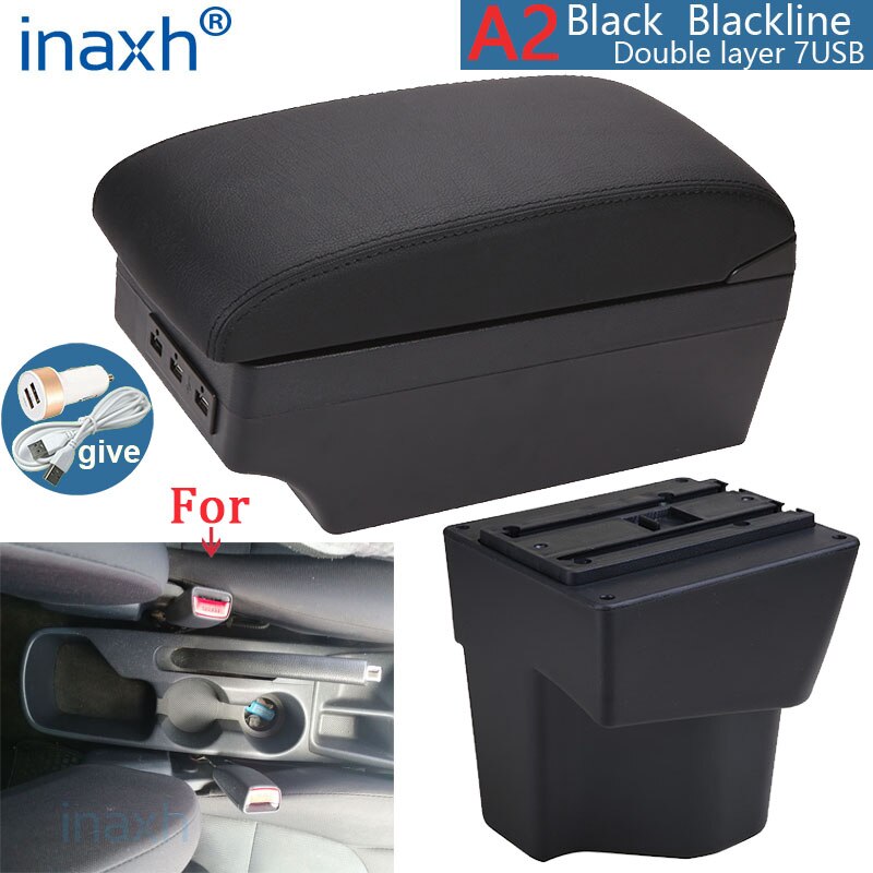 per bracciolo KIA Rio 5 Rio 2014 2013 2012 2015 2016 2017 2018 2019 parti scatola bracciolo auto scatola portaoggetti accessori auto interni: A2 nero linea 7USB