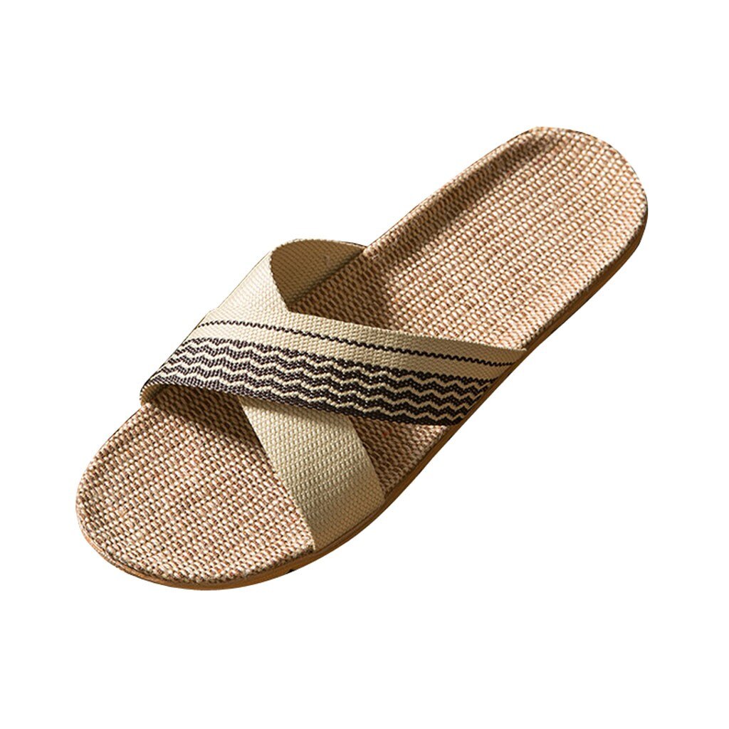 Zapatillas de verano para mujer, zapatillas de Interior para pareja en casa, zapatillas de lino cruzadas para diario, zapatillas para la familia Unisex, material de A50